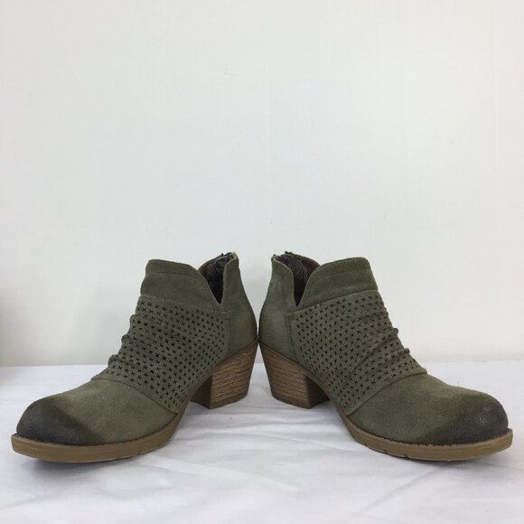 Earth Origins Oakland Amanda Olive Suede Ankle Boots Size 6.5 GOOD Condition - Picture 4 of 8
